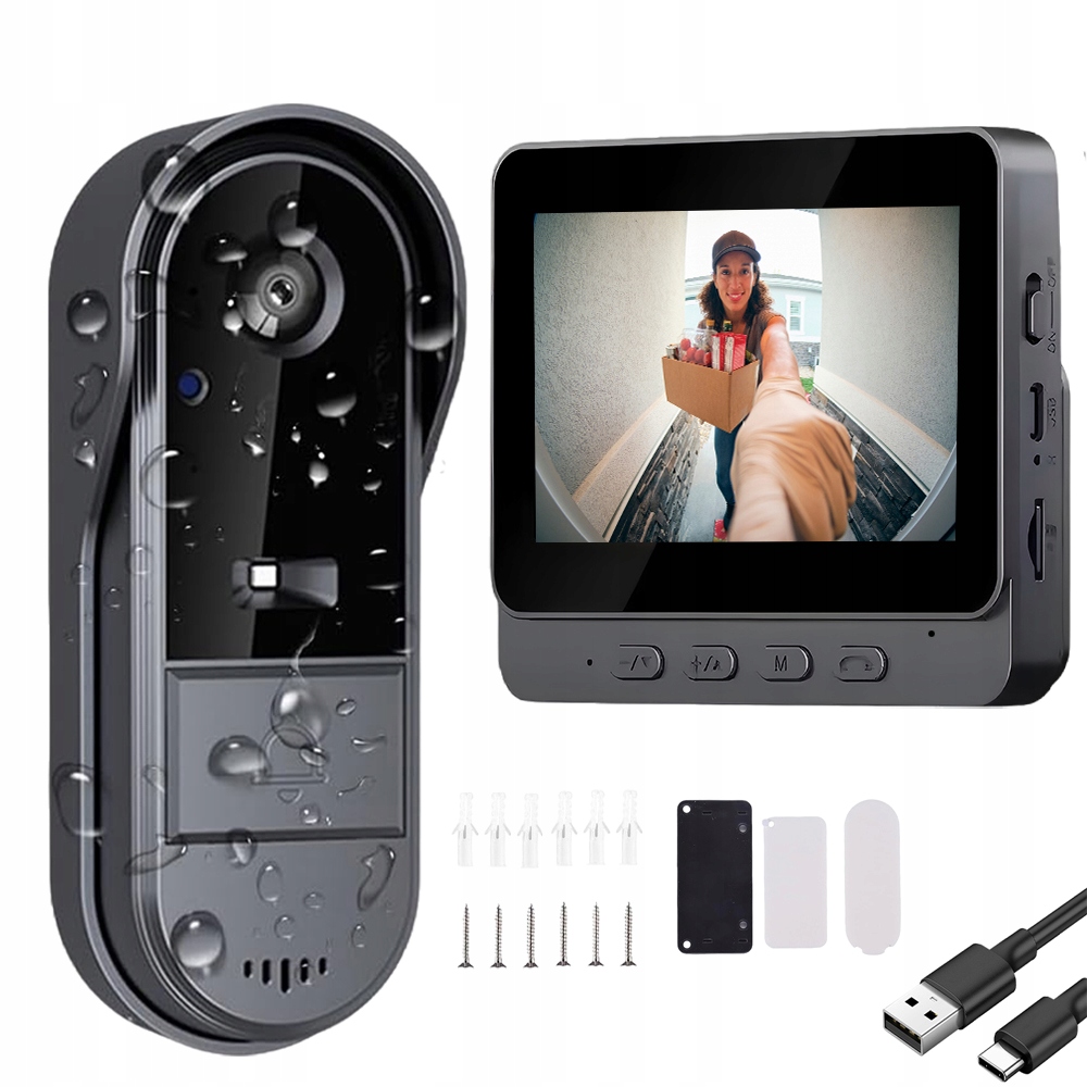 Bezdrátový Videozvonek S Nahráváním Obrazovka 4.3 Palců Led Noční Vidění