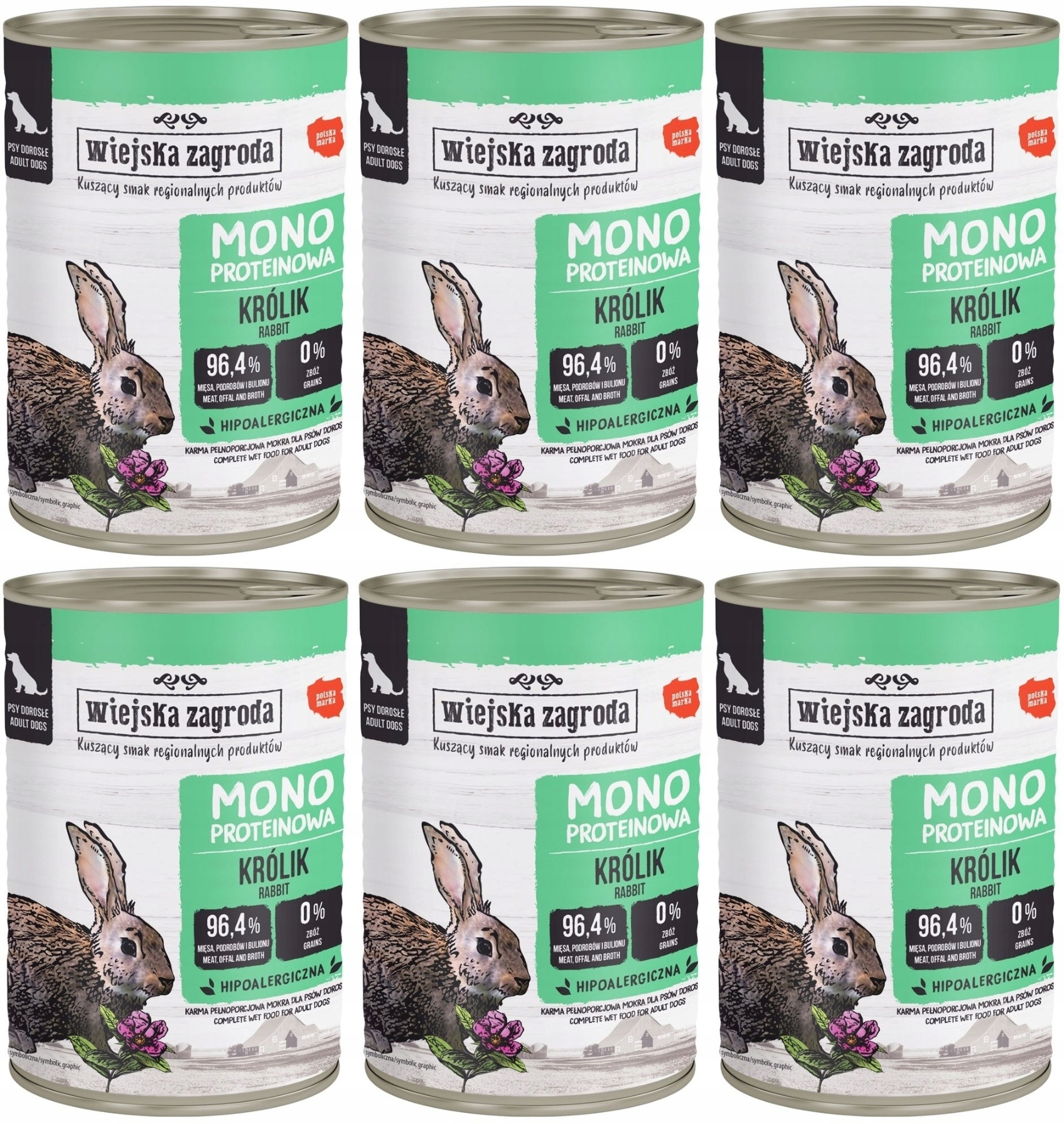 Levně Wiejska Zagroda Monoproteinová králík 6 x 400 g