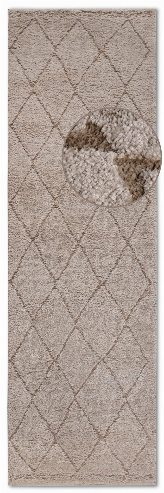 Koberec Běhoun plyšový do chodby 80x240 cm, béžový, moderní kostkovaný vzor