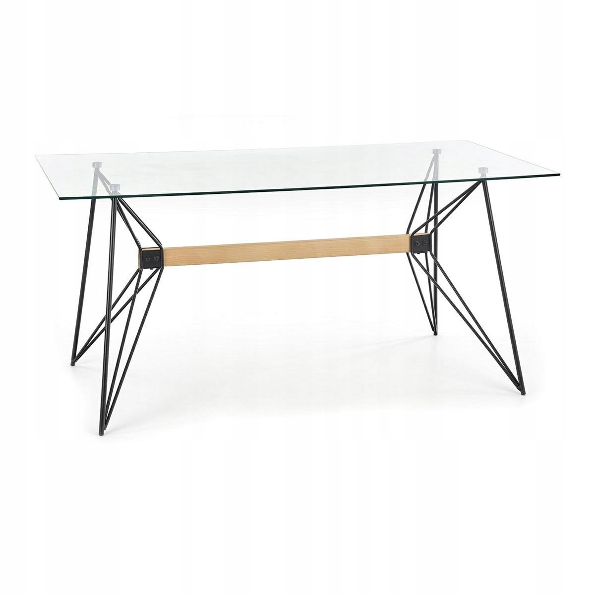 

Stół czarny metalowy do salonu szklany blat 160x80