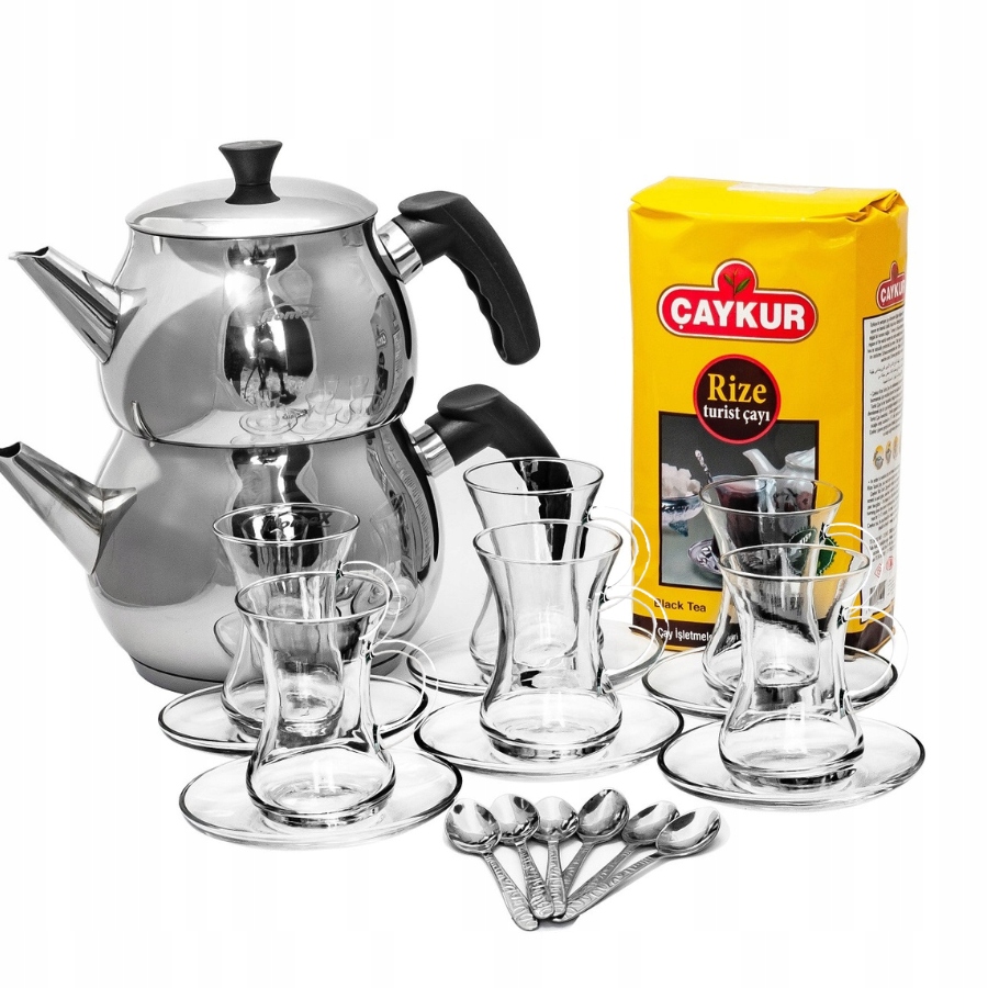 Levně Sada na čajová konvice malá, sklenice ucho, kulaté podstavce, Rize