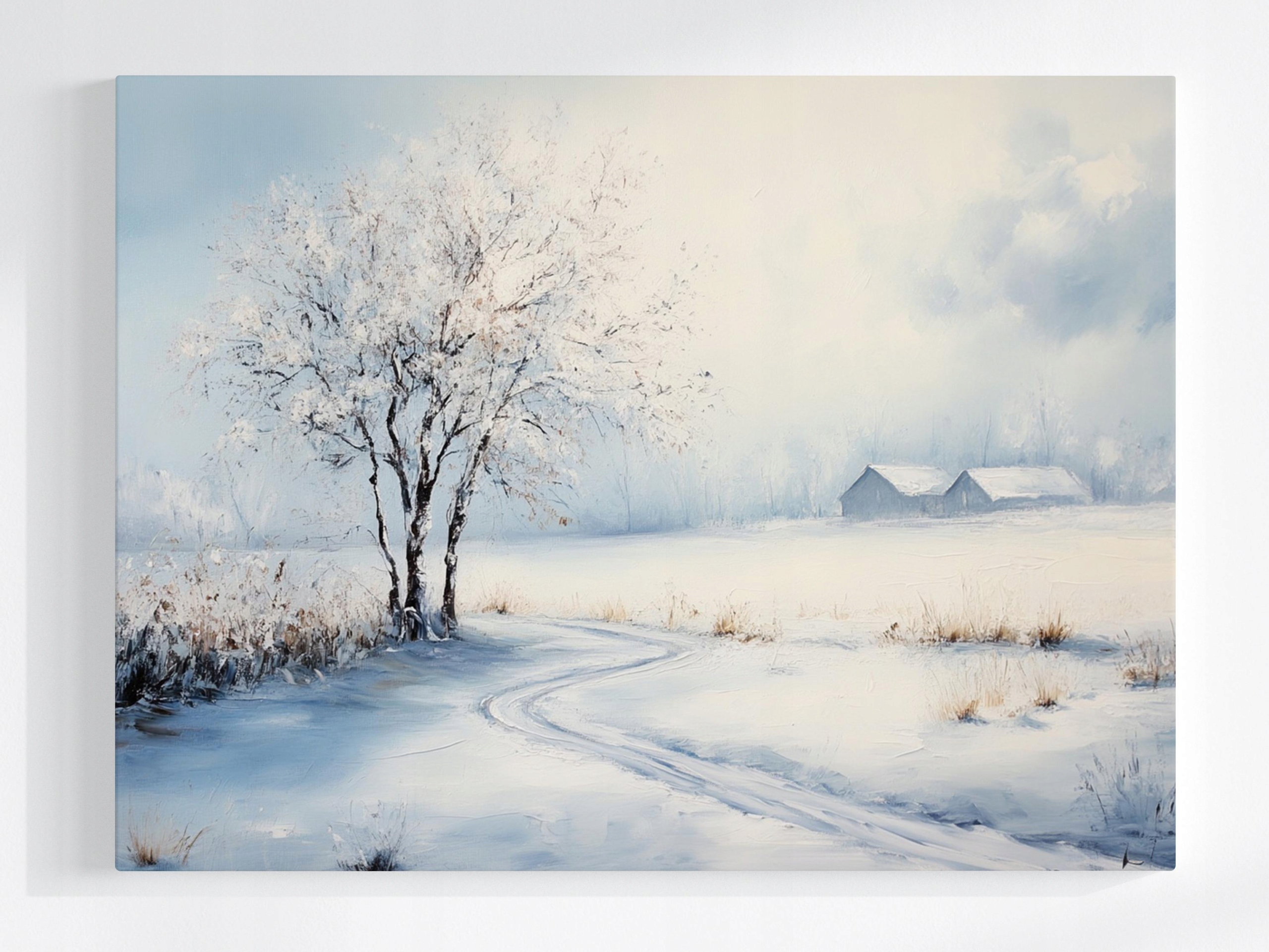Obraz Na Plátně Canvas Krajina Cesty Dřevo Zima Sníh 100x75