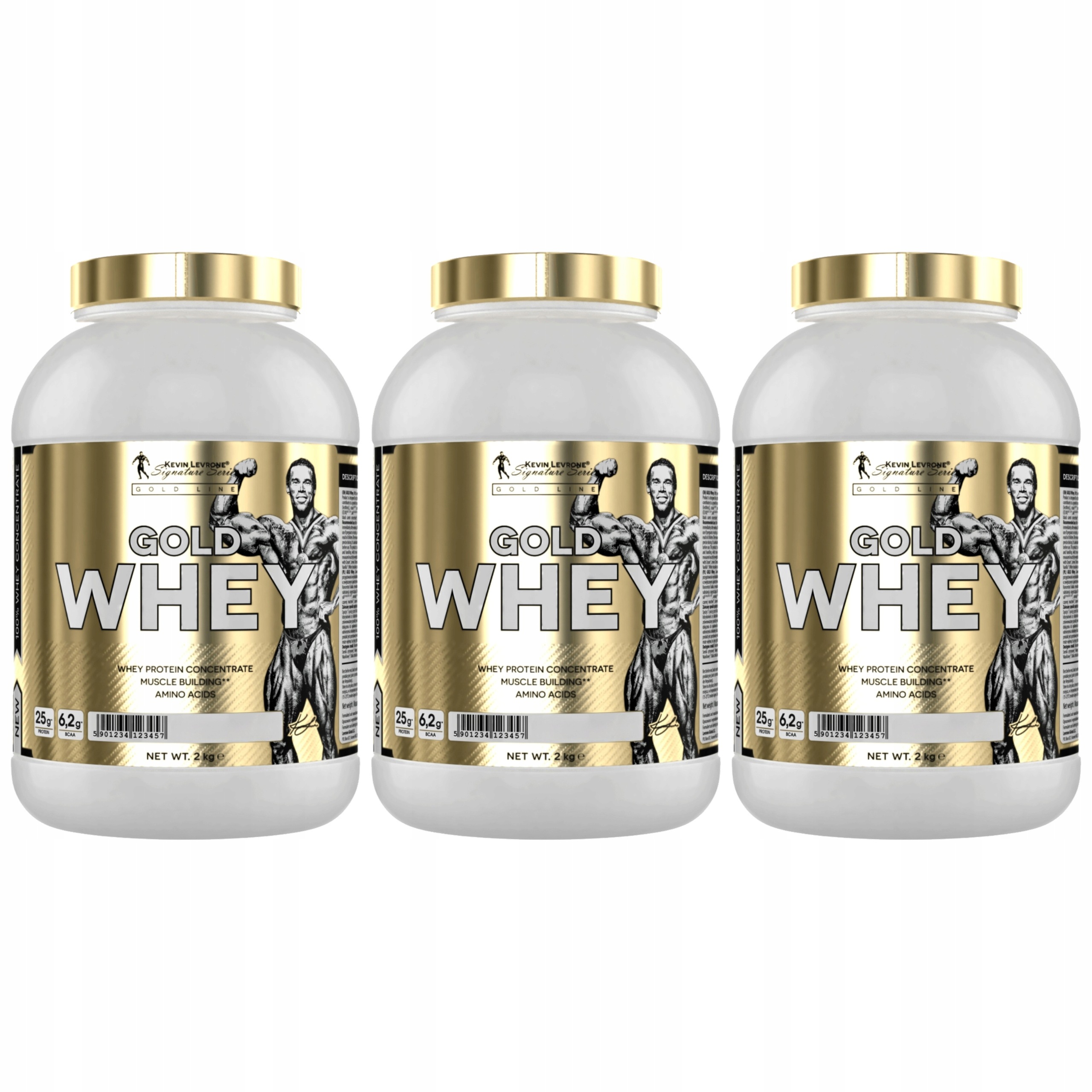 3x Syrovátkový Protein Wpc Kevin Levrone Gold Whey 2000 g Jahoda 23 g