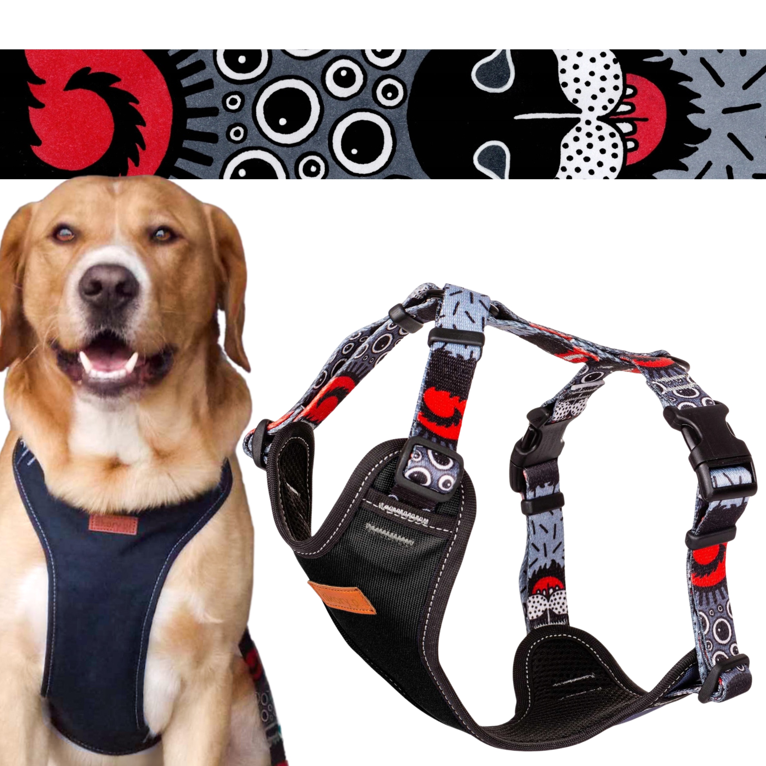 Šle Guard beztlakové pro velkého psa 46-64 cm L 30 mm Ukory Černý vzor