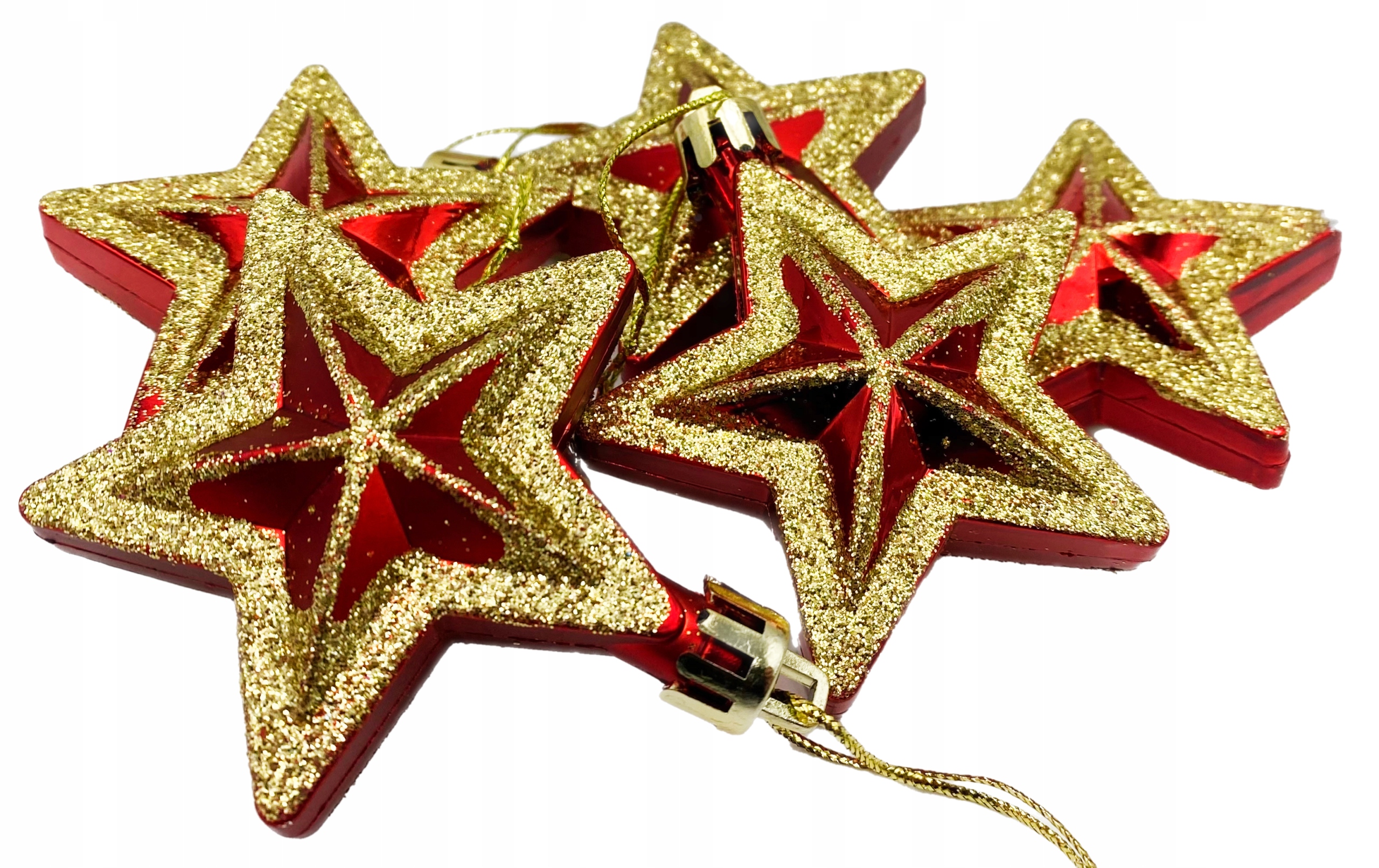 

Bombki zestaw Czerwone Gwiazdki bańki brokat 5szt