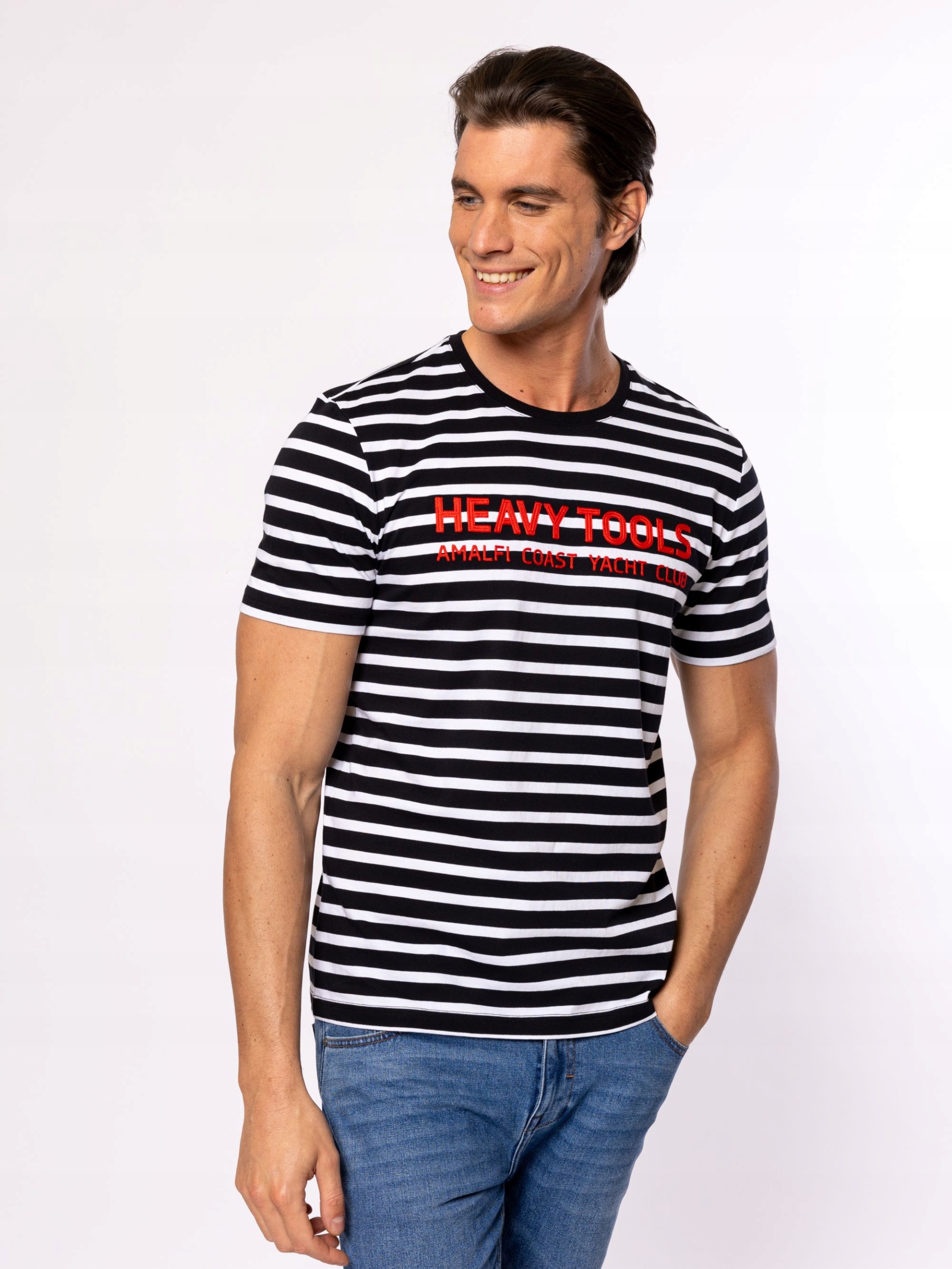 Heavy Tools Pánské Tričko Tričko Morio Striped Černé, Velikost XL
