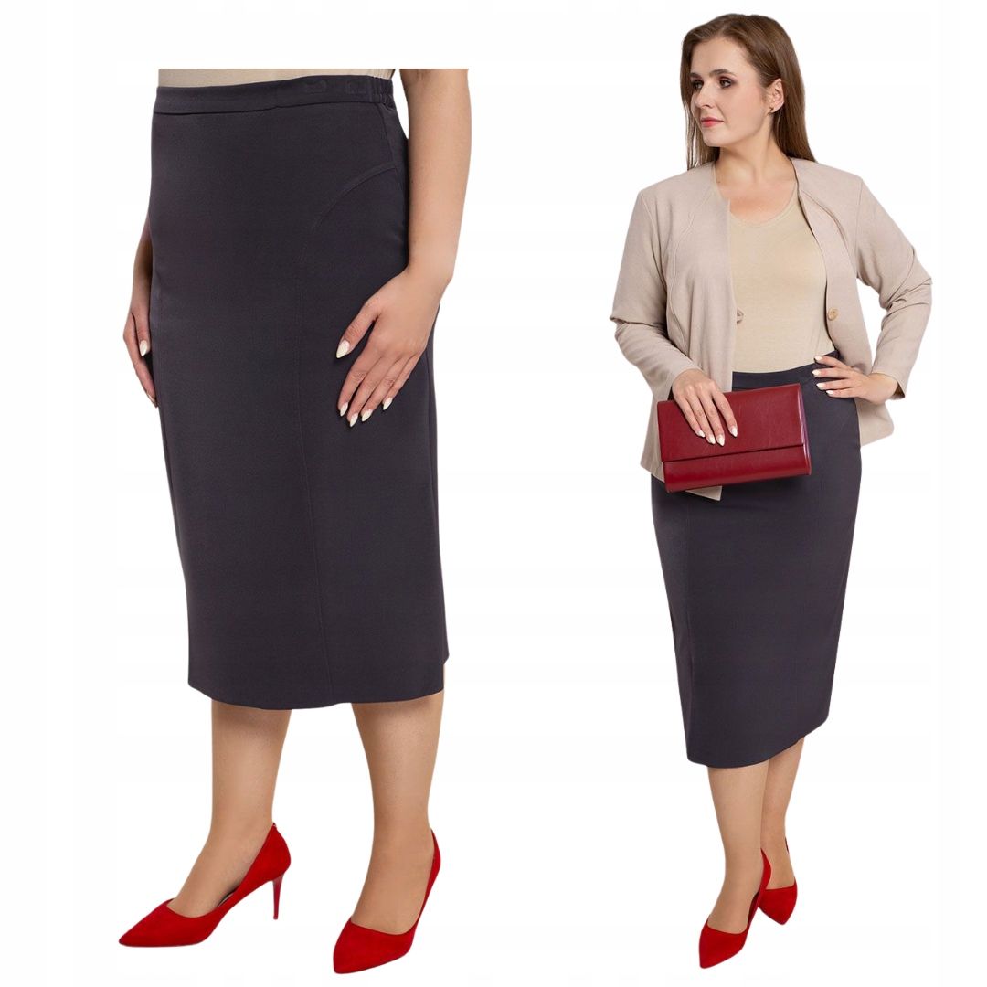 Klasická šedá sukně s prošíváním 56