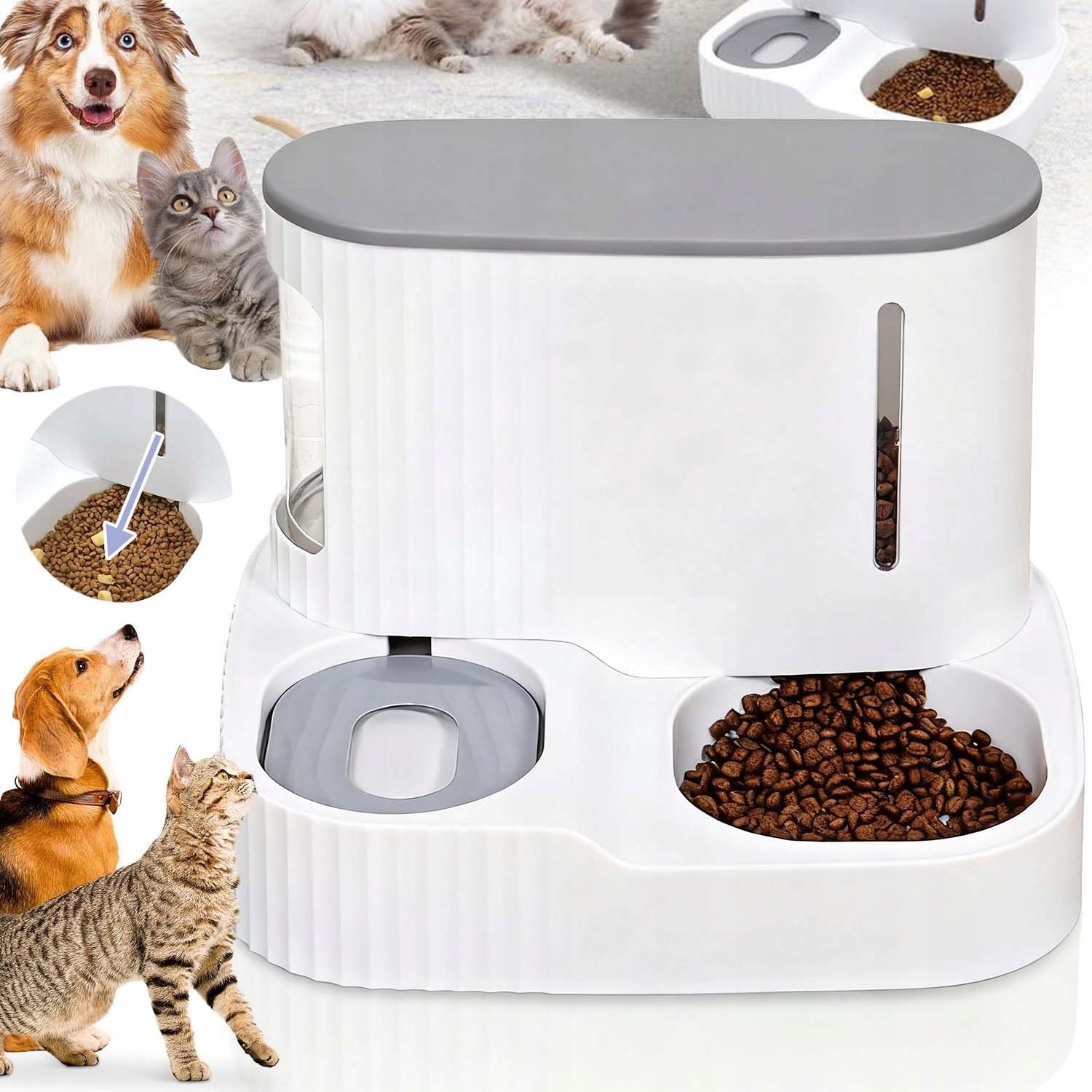Levně Automatická Výdejník Vody A Krmivo Pro Kočky A Dávkovač 3L 0,85L