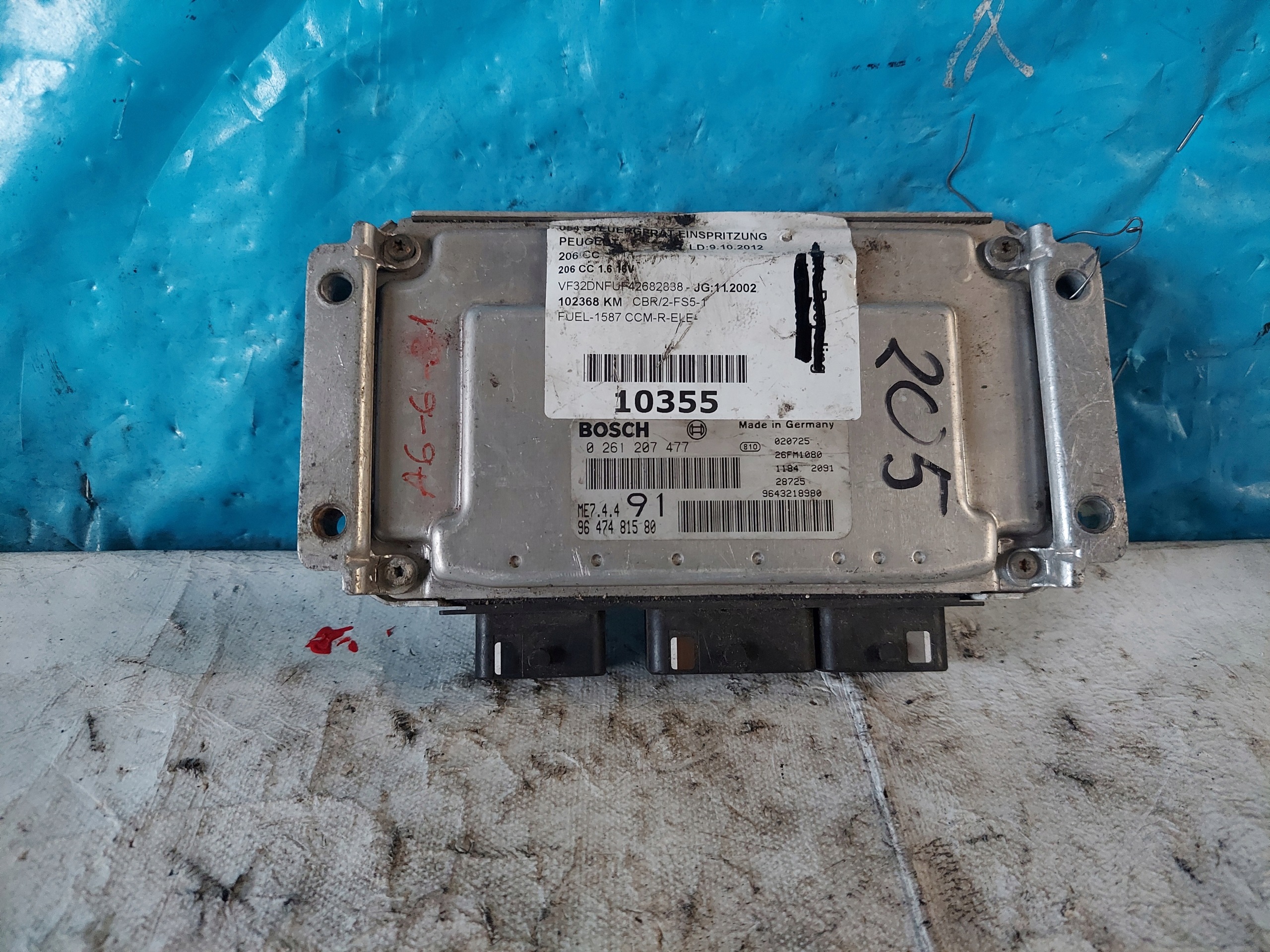 PEUGEOT 206 1.6 B 0261207477 unité de commande électronique uce moteur