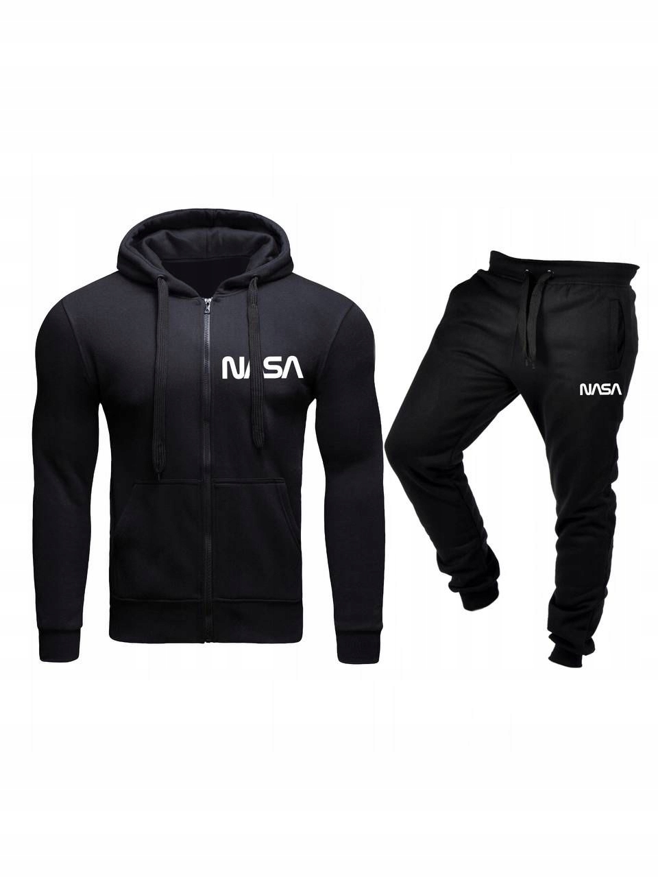 Tepláková Souprava Teplákovka Nasa Pánská Rozepínací Černá XXL