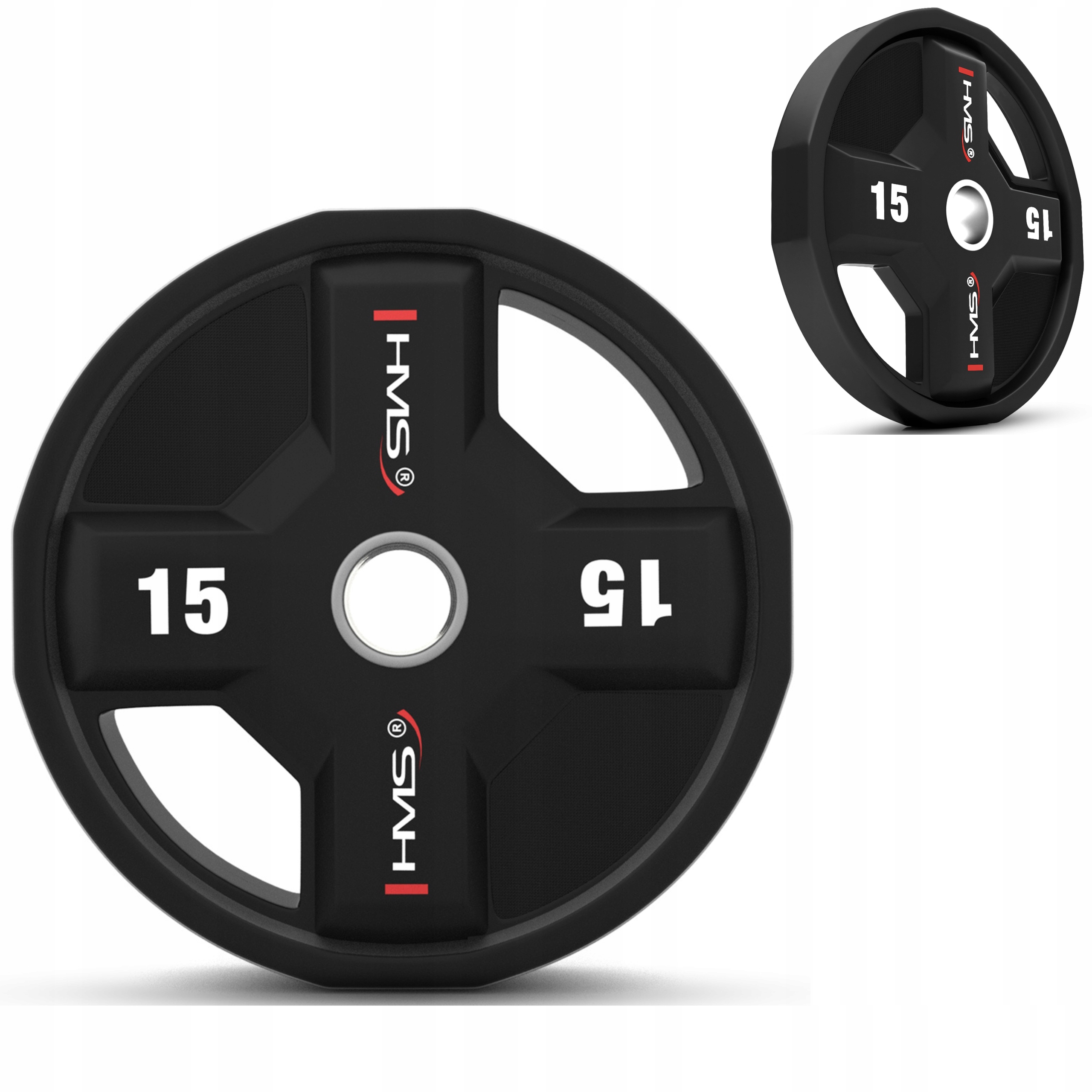 Závaží 5 kg Olympijský Hms Talíř Polyuretan Cpu 50 mm Držáky Guma