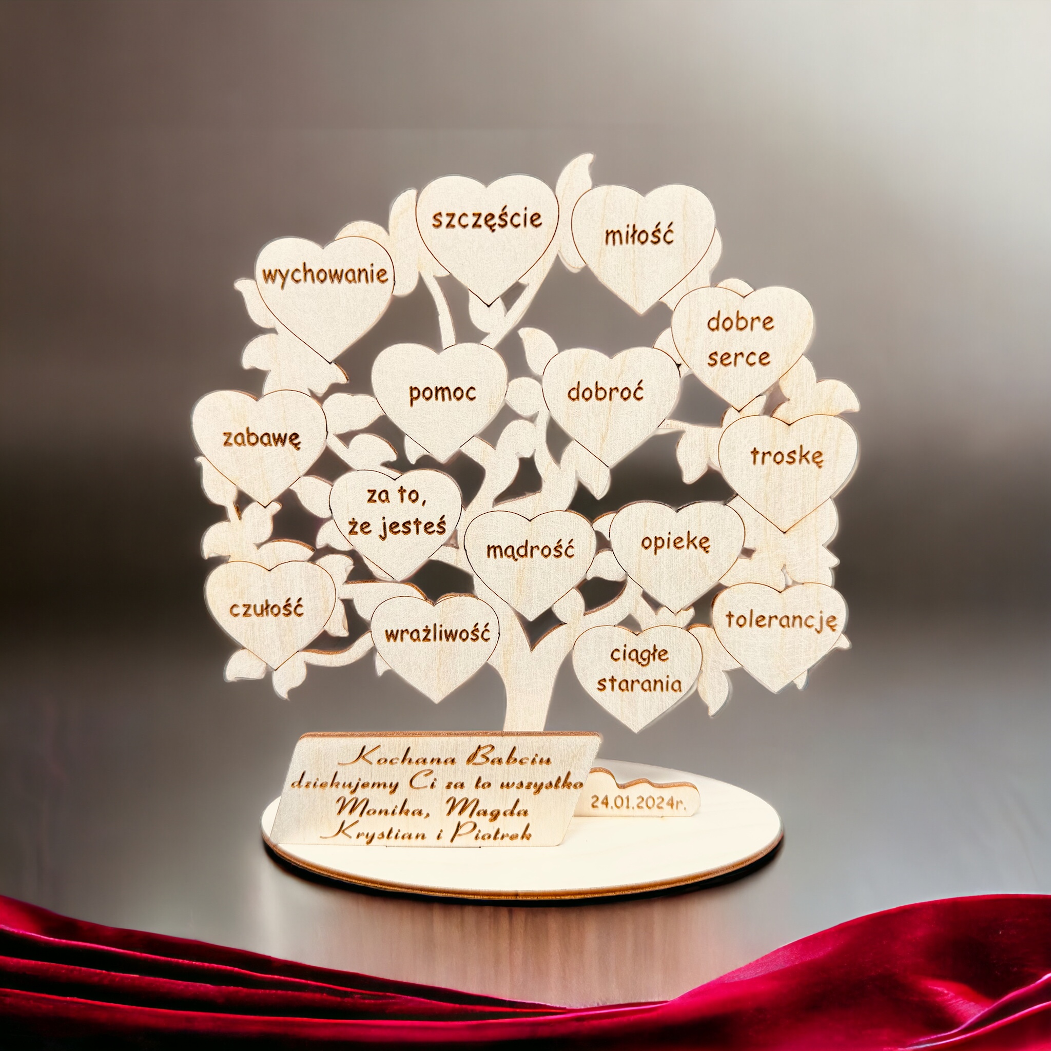 Den babiček, Den dědečků stromek gravírovaný laserem, Polské řemeslo