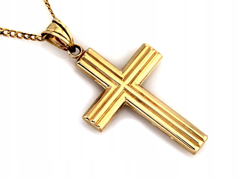 Křížek lesklý zlato 585, váha 1.04 g pro ženy i muže na řetízek