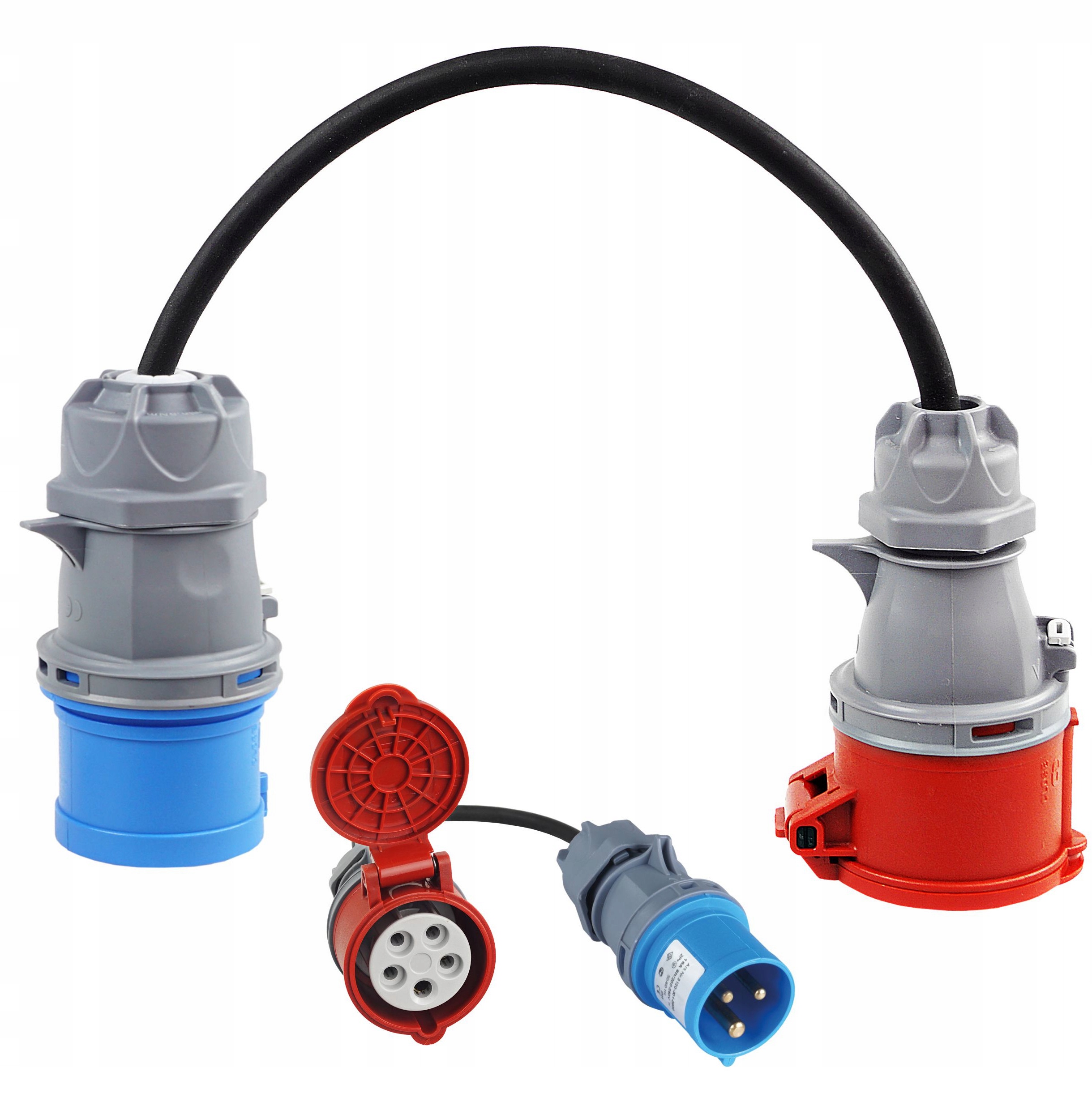 Adapter Siłowy Przejściówka 16A 3P Cee Na 16A 5P Kabel 3x2,5 Elektryk Ev