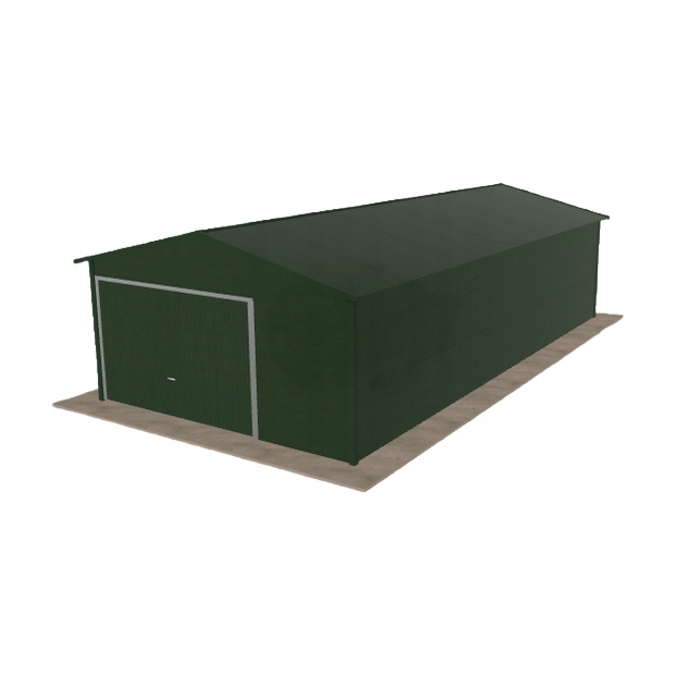 Plechová garáž 4.5 x 9 m jednopolohová, dvouspádová, zelená