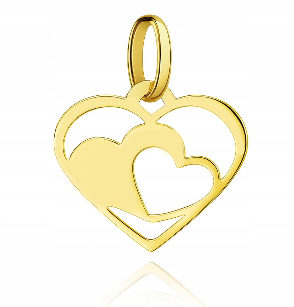 Zlatý přívěsek srdce v srdci na řetízek Pr. 585