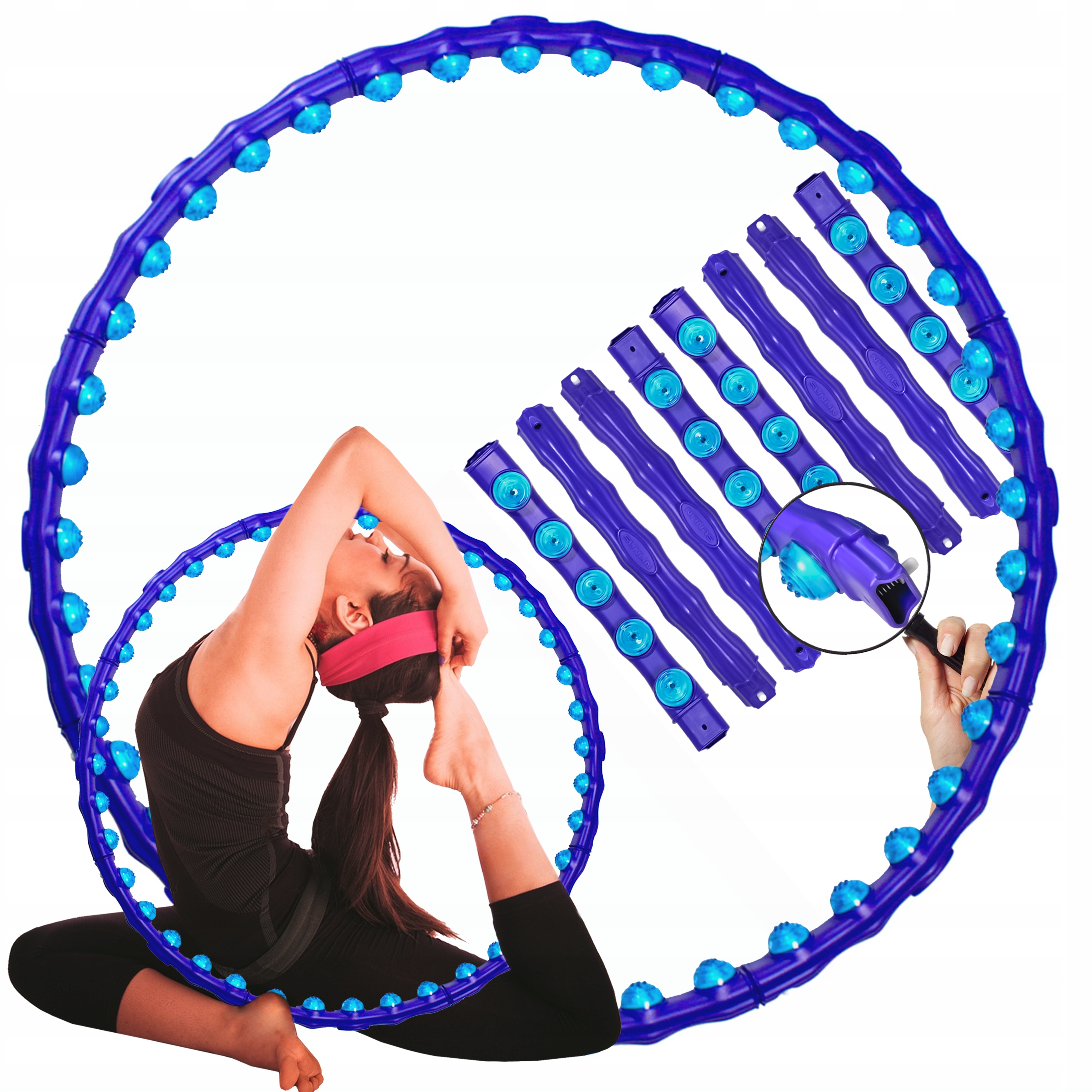 Hula Hop karcsúsító fitnesz kerék masszírozó kivezetésekkel összecsukható smart