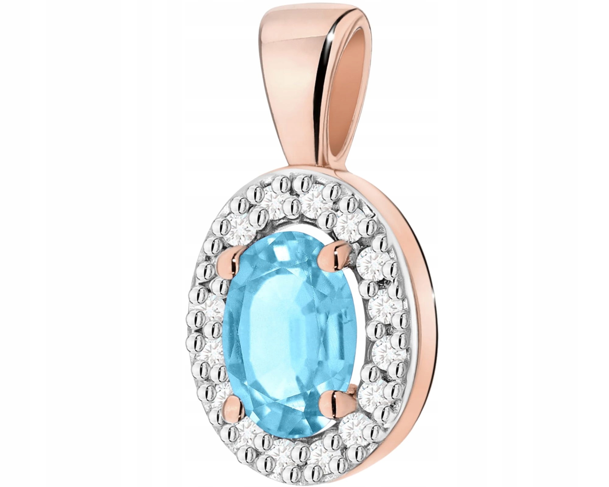 Růžové Zlato Přívěsek S Topazem A Brilianty Zlato 585 Dárek Pro Ni