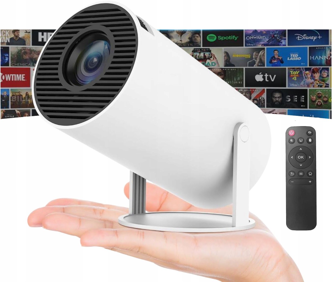 Projektor Android Tv Wifi Hd Smart Otočný Reproduktor Biely HY300 Pro