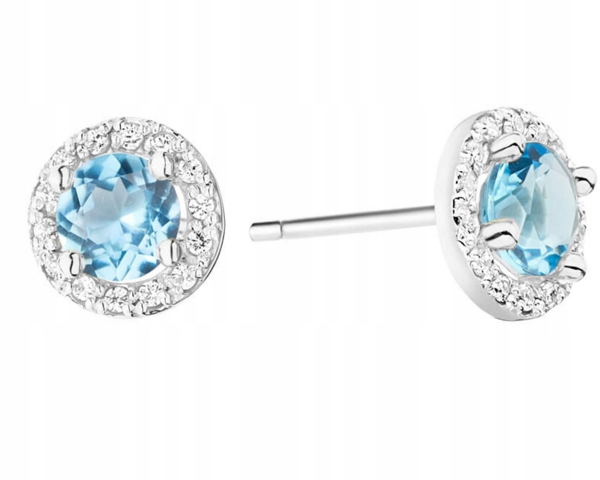 Náušnice v bílém zlatě s Topazem A Diamanty