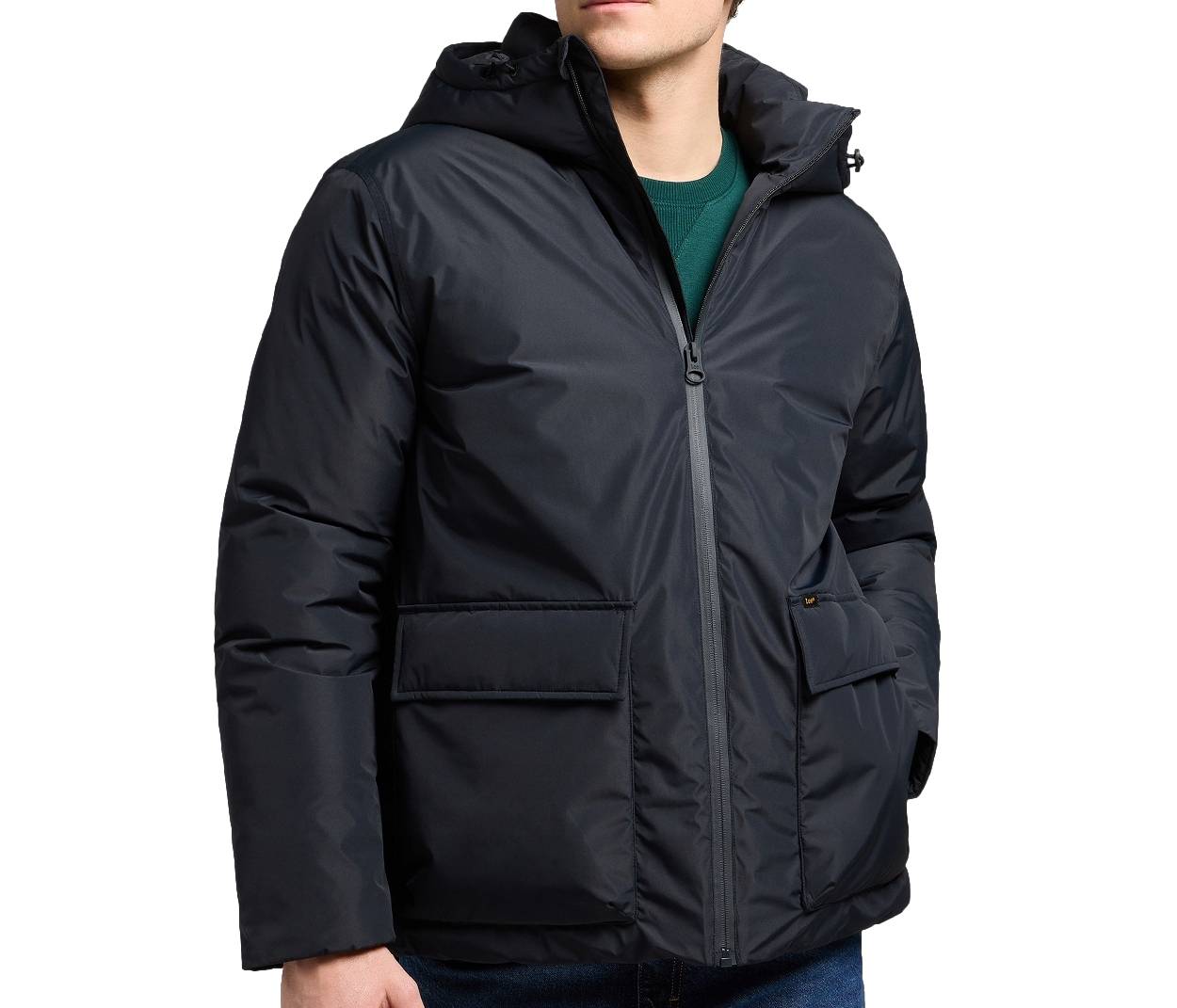 Lee pánská teplá zimní bunda Hooded Short Puffer Black XXL