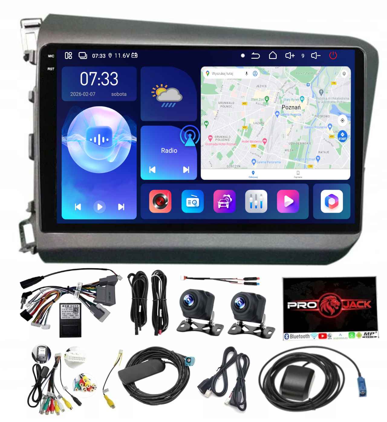 Rádio Navigácia Carplay Gps Android Honda CIVIC 2012-2015 6GB Ram 128GB Pamäť Sim