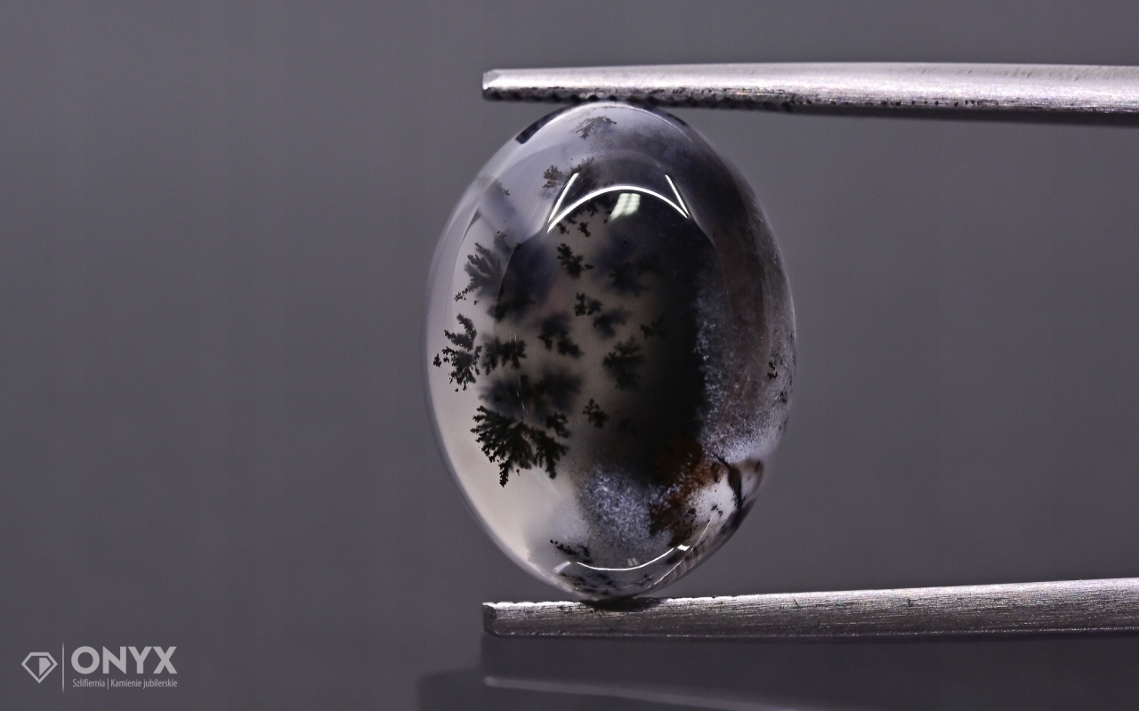 Dendritový achát z Turecka kabošon ovál 15,5x11,5 m