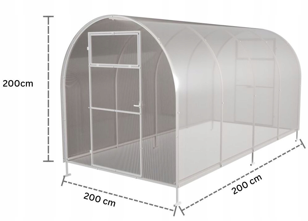 Szklarnia z poliwęglanu Tunel ogrodowy 2x2 m profile 20x20 poliwęglan 3mm Kod producenta 2x2-20x20-3