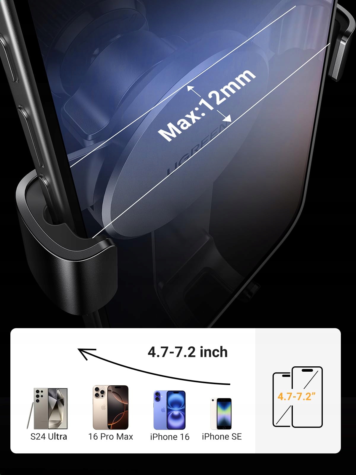 UGREEN Uchwyt Samochodowy Do Telefonu Na Kratkę Wentylacyjną iPhone Galaxy — miniatura 5