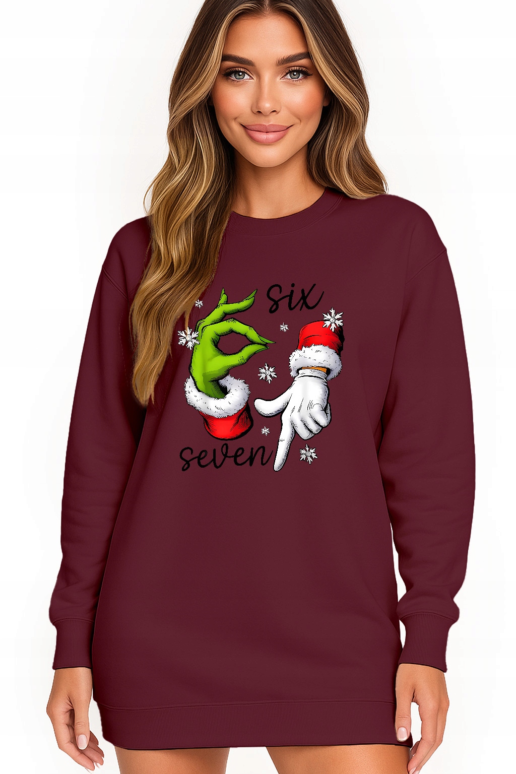 Mikina Vánoční Oversize Šaty Six Seven 67 Grinch Dárek L
