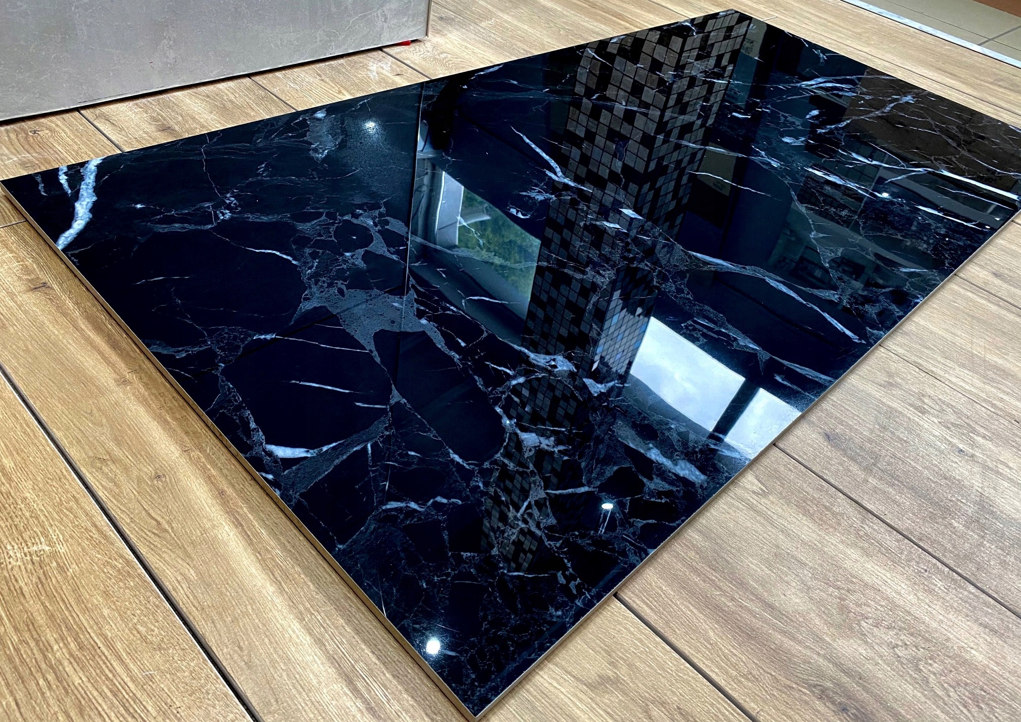 Gres polerowany CZARNY MARMUR 120x60 WYSOKI POŁYSK