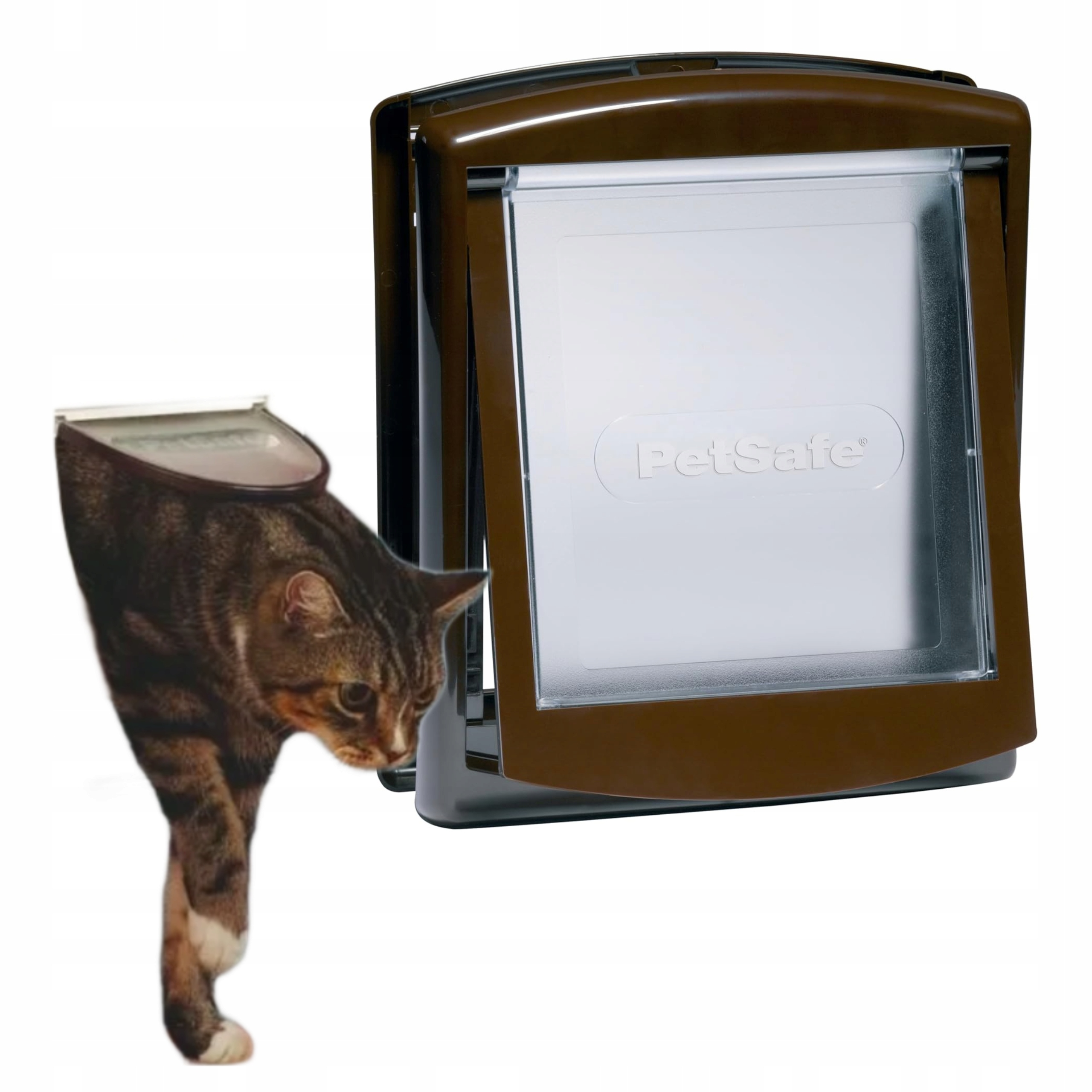 Levně Dvířka Klapka Pro Kočky Psa Brazové Velikost M Vstupní klapka Široká