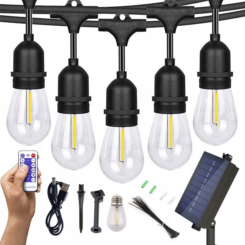 

Girlanda Solarna Lampki Ogrodowe 14.6M 15LED S14