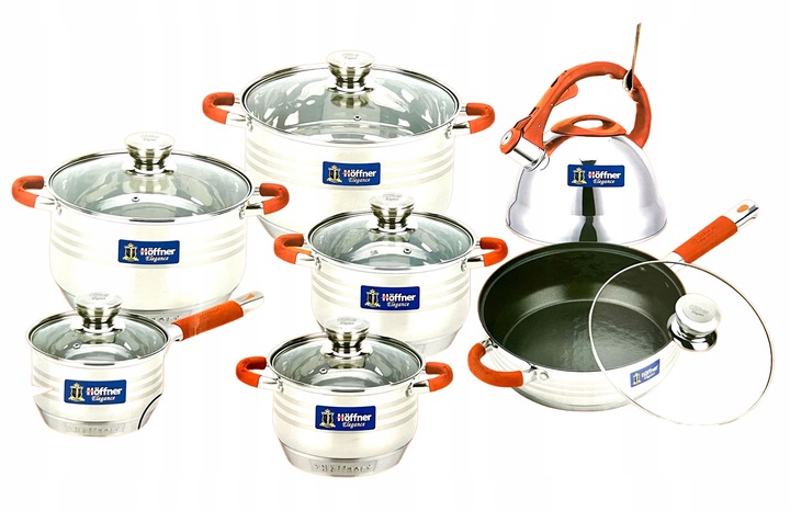 Súprava hrncov Hrnce 13 kusov kanvica HF-4458 Červená