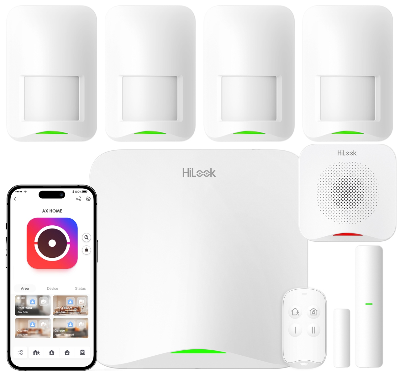 Alarmový set pre 4 Pir detektory Syrena Ax Home HiLook Hikvision WiFi LTE/4G
