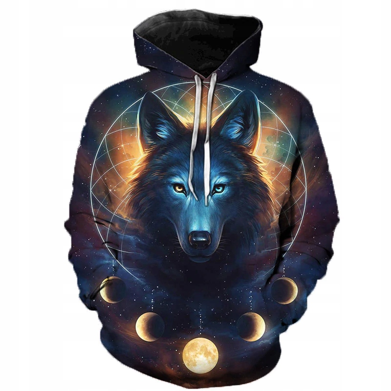 

C12 Bluza z kapturem Wilk - nadruk 3D - L