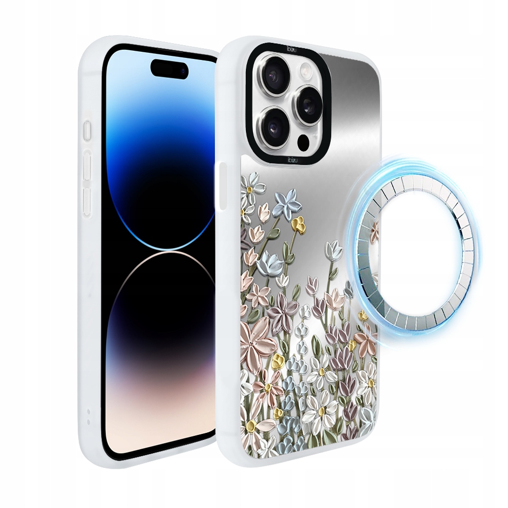 Pouzdro pro iPhone 14 Pro Ibizu DropGuard Matt s MagSafe, Jarní louka, bílé