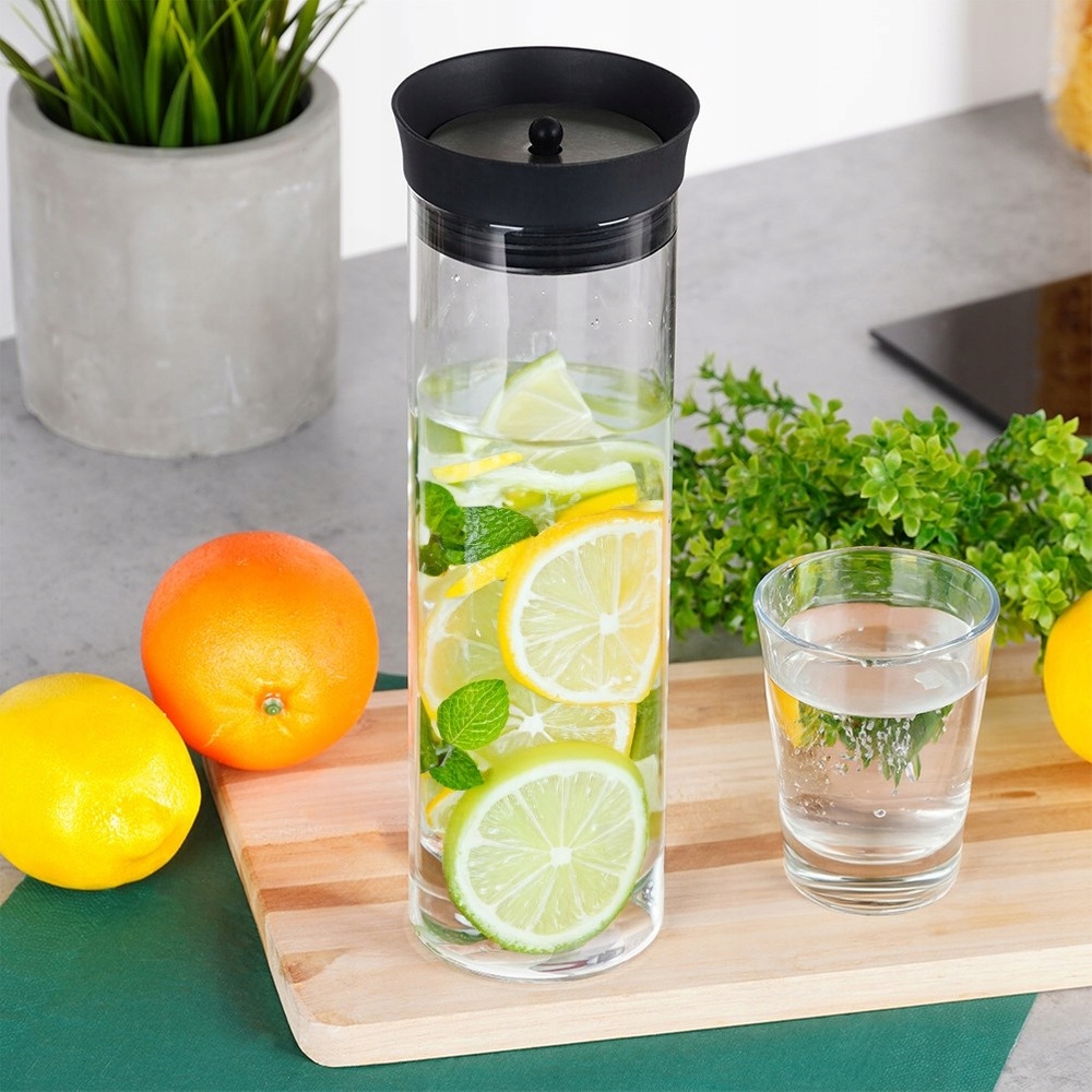 Karafka SZKLANA z pokrywką do napojów wody lemoniady soku na napoje 1L Rodzaj karafka