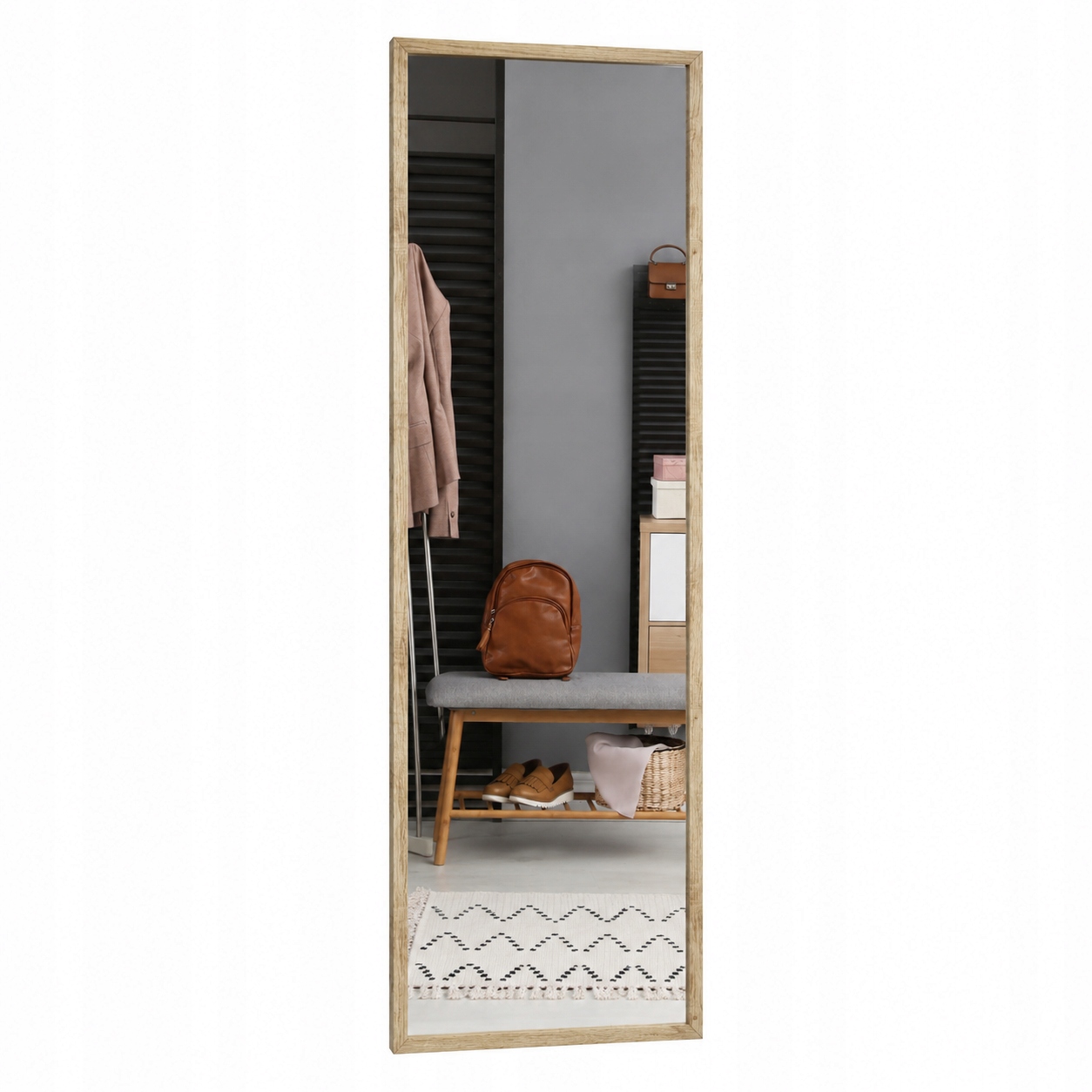 Styler Zrcadlo v dubovém rámu 32 x 122 cm, dekorativní nástěnná dekorace do obývacího pokoje