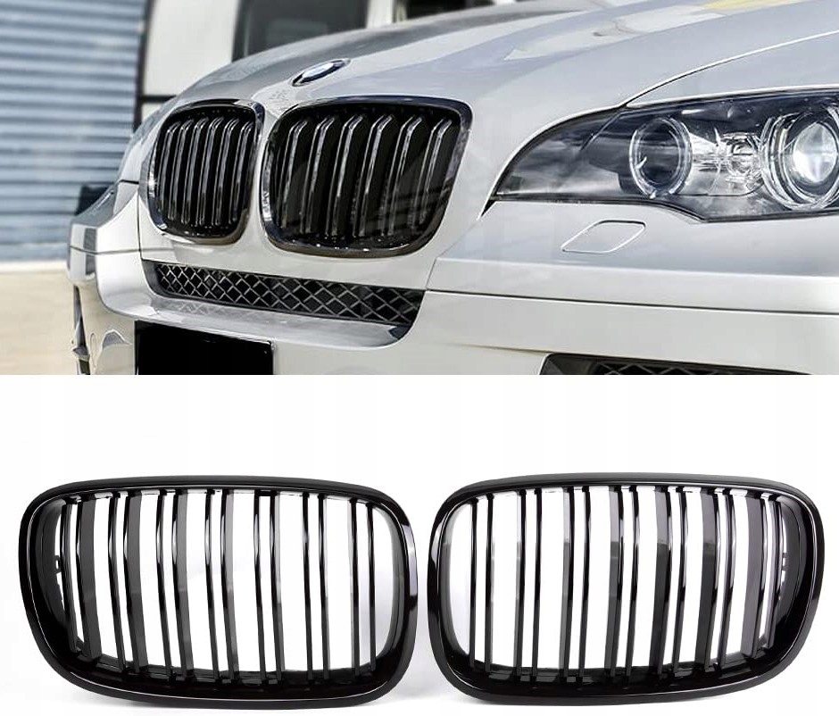 

Atrapa Nerki X5 E70 X6 E71 Czarny Połysk Podwójne