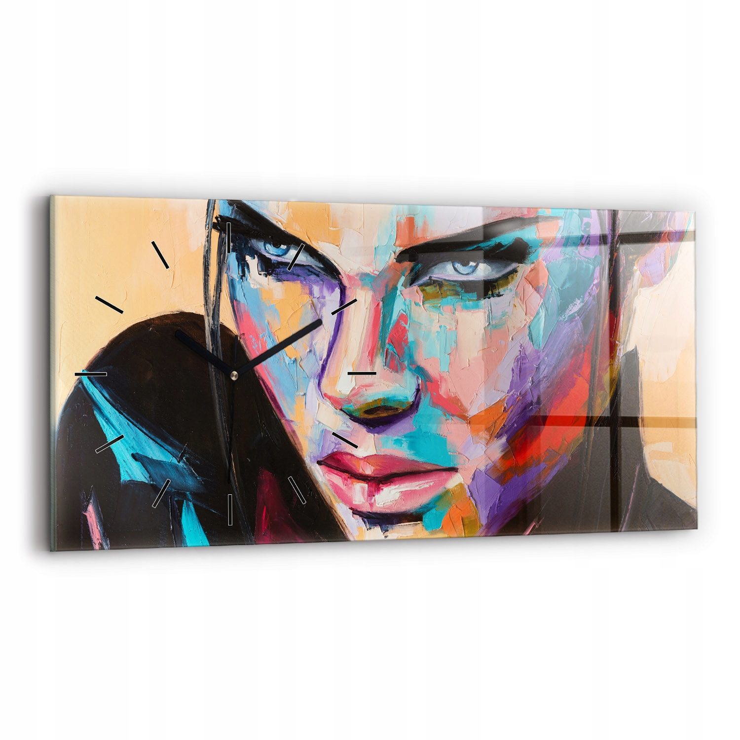 Skleněné hodiny s krásnou grafikou jsou ideální jako dárek 60 x 30 cm Portrét ženy