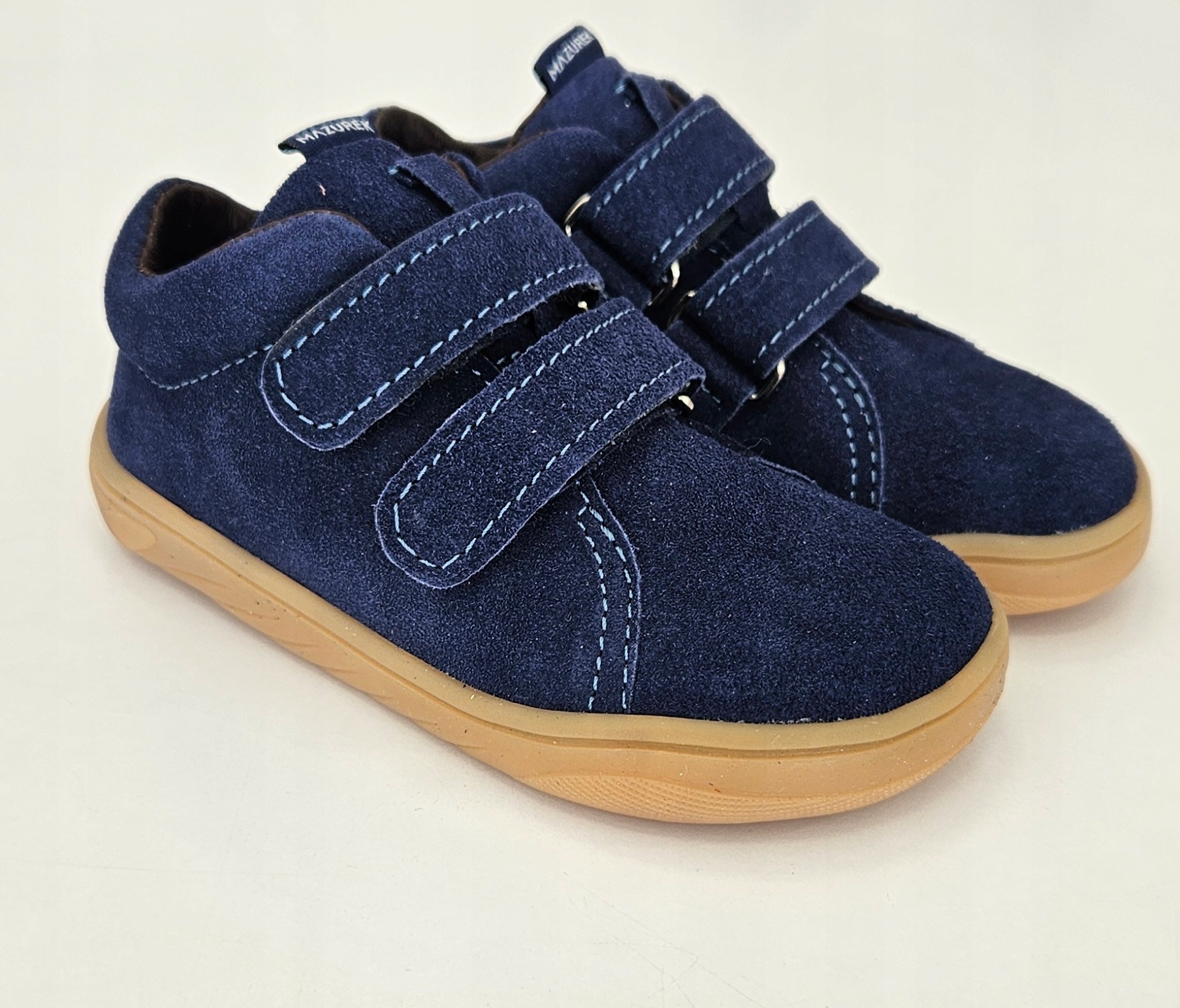 Mazurek 1377 Barefoot półbuty ze skóry naturalnej Blue Navy r.35