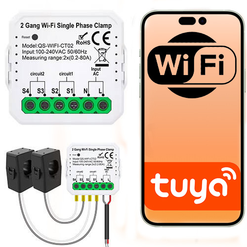 Licznik energii z dwoma przekładnikami Wifi 80A Tuya Smart Life