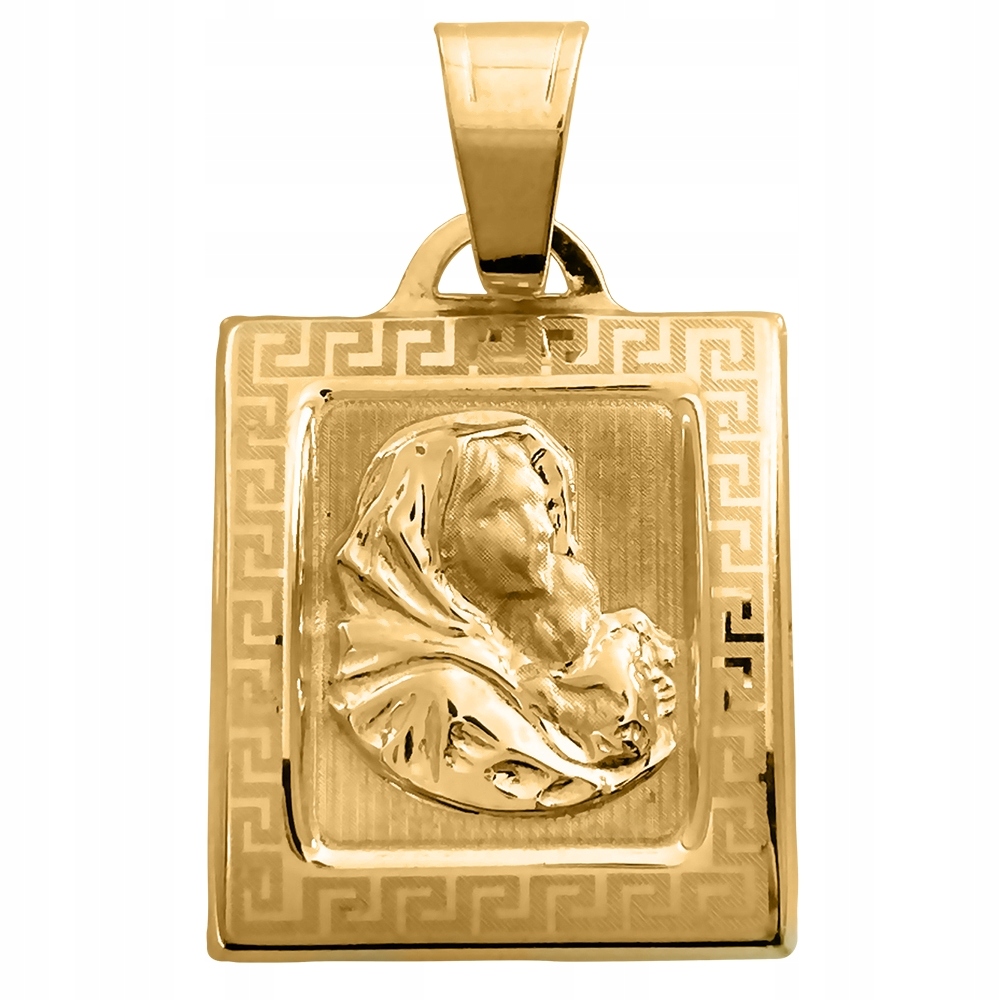 PROSTOKĄTNY ZŁOTY MEDALIK Z MATKĄ BOSKĄ PR. 585