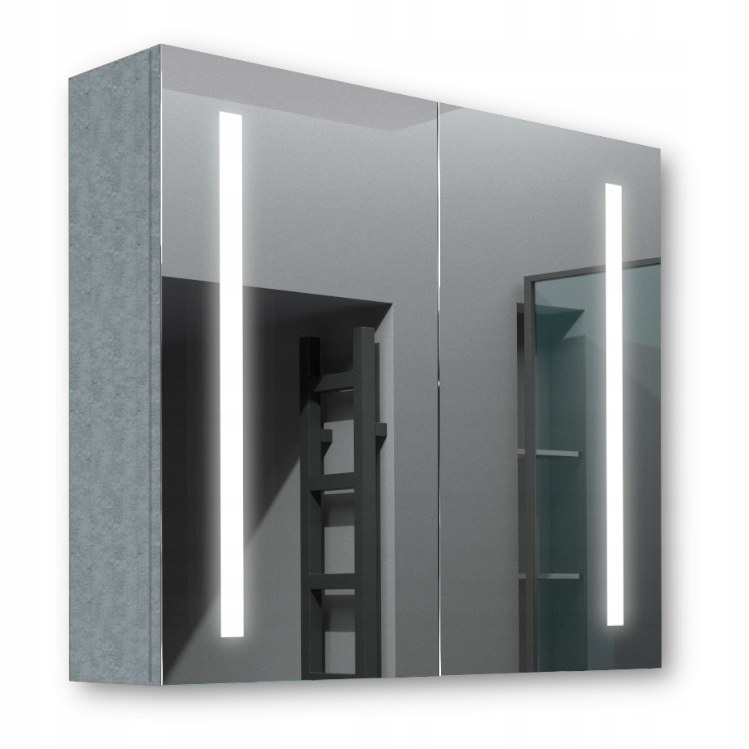 Drevená skrinka 80x70 Led zrkadlo Apollo Beton