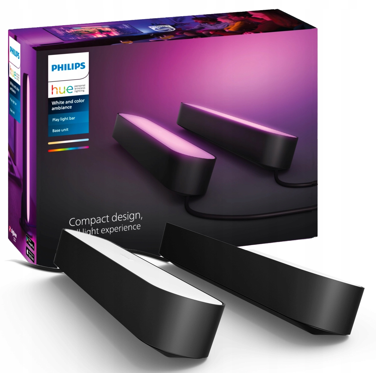 Stolová lampa podlhovastá Led Rgb Gamingová Tv Pc Play Philips Hue 2 ks
