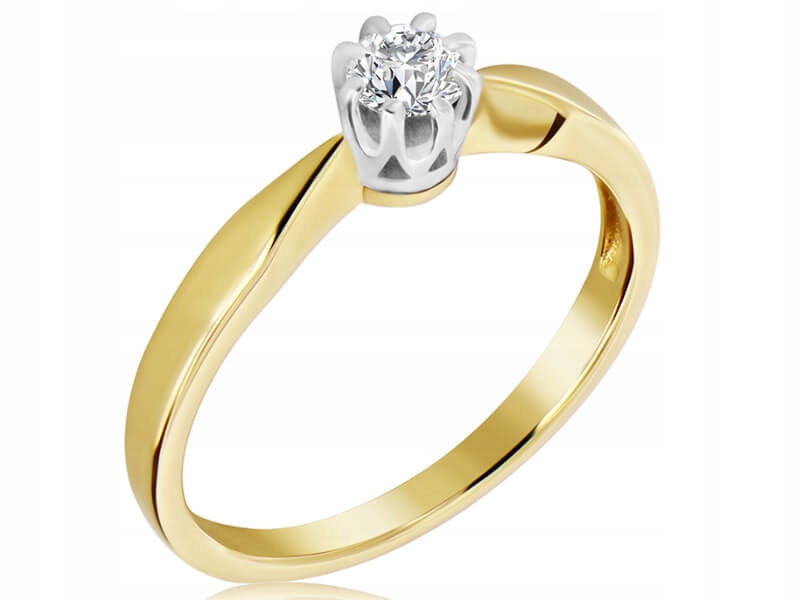 Jemný prstýnek se zlatým diamantem 585 pro zásnuby, nadčasový r10