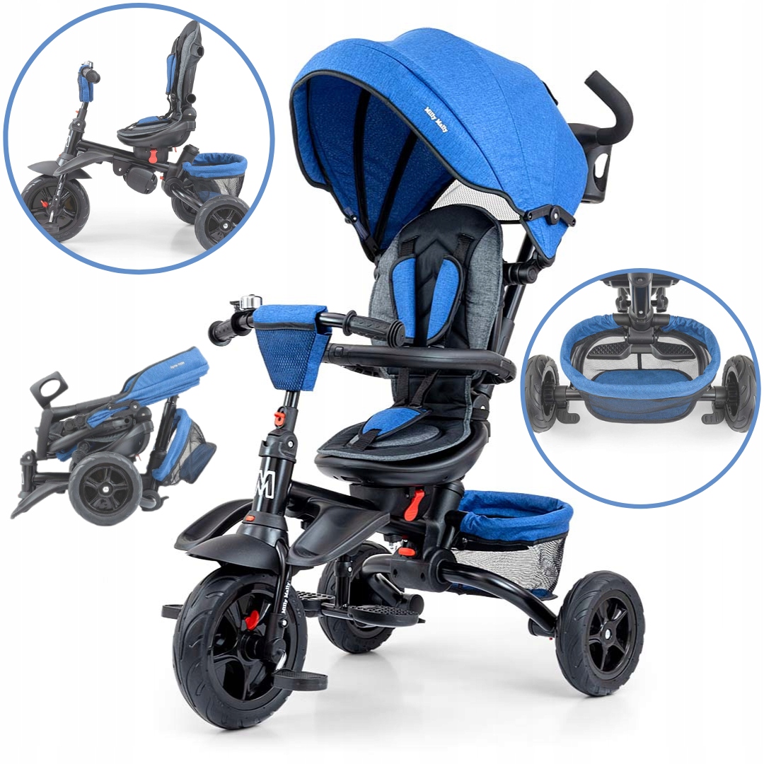 Rowerek Trójkołowy Stanley Rubber Navy-Black jeździk spacerówka Milly Mally