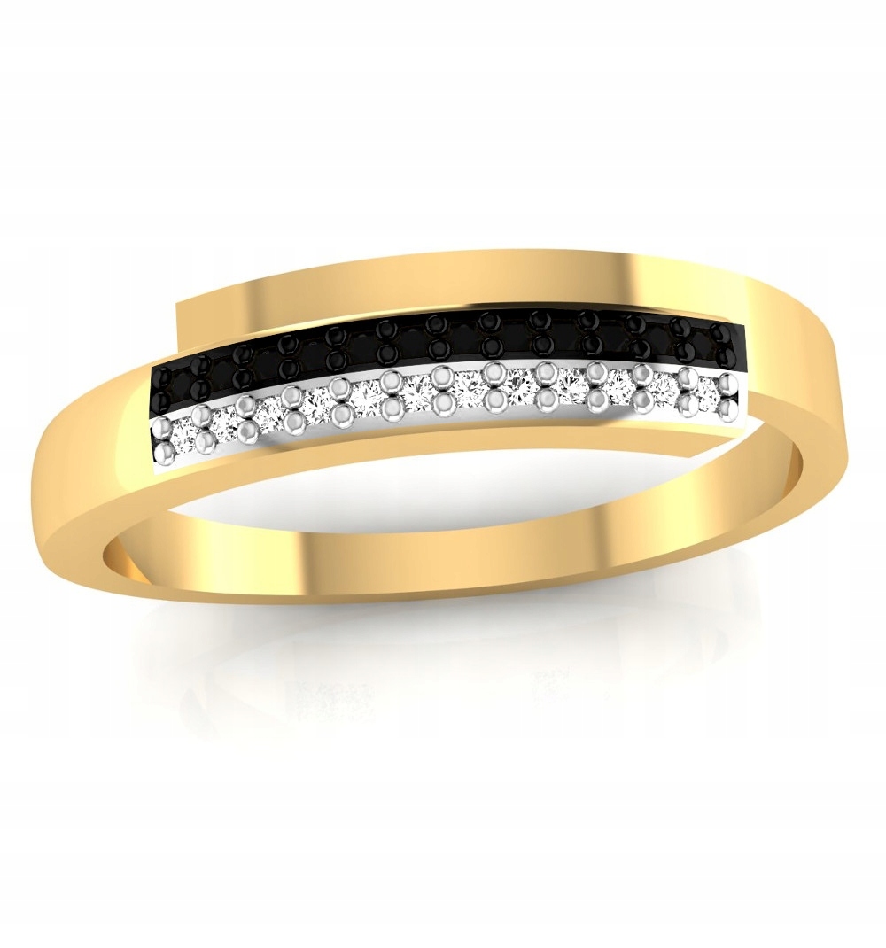 Moderní Prstýnek Černé Zirkony Zlato 585
