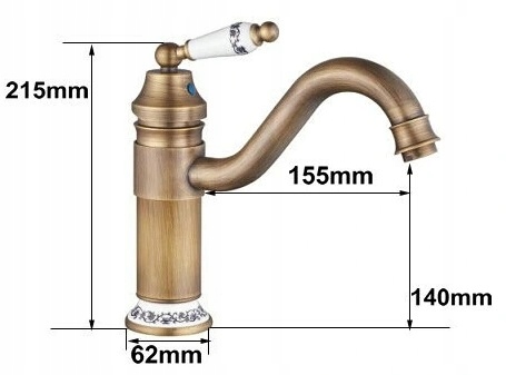 BATERIA UMYWALKOWA RETRO ZŁOTA STARE ZŁOTO WYSOKA Marka Royal Sanitary